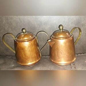 Vintage Spartan Copper Cream  & Sugar Set with Lids MADE IN USA Coffee Tea